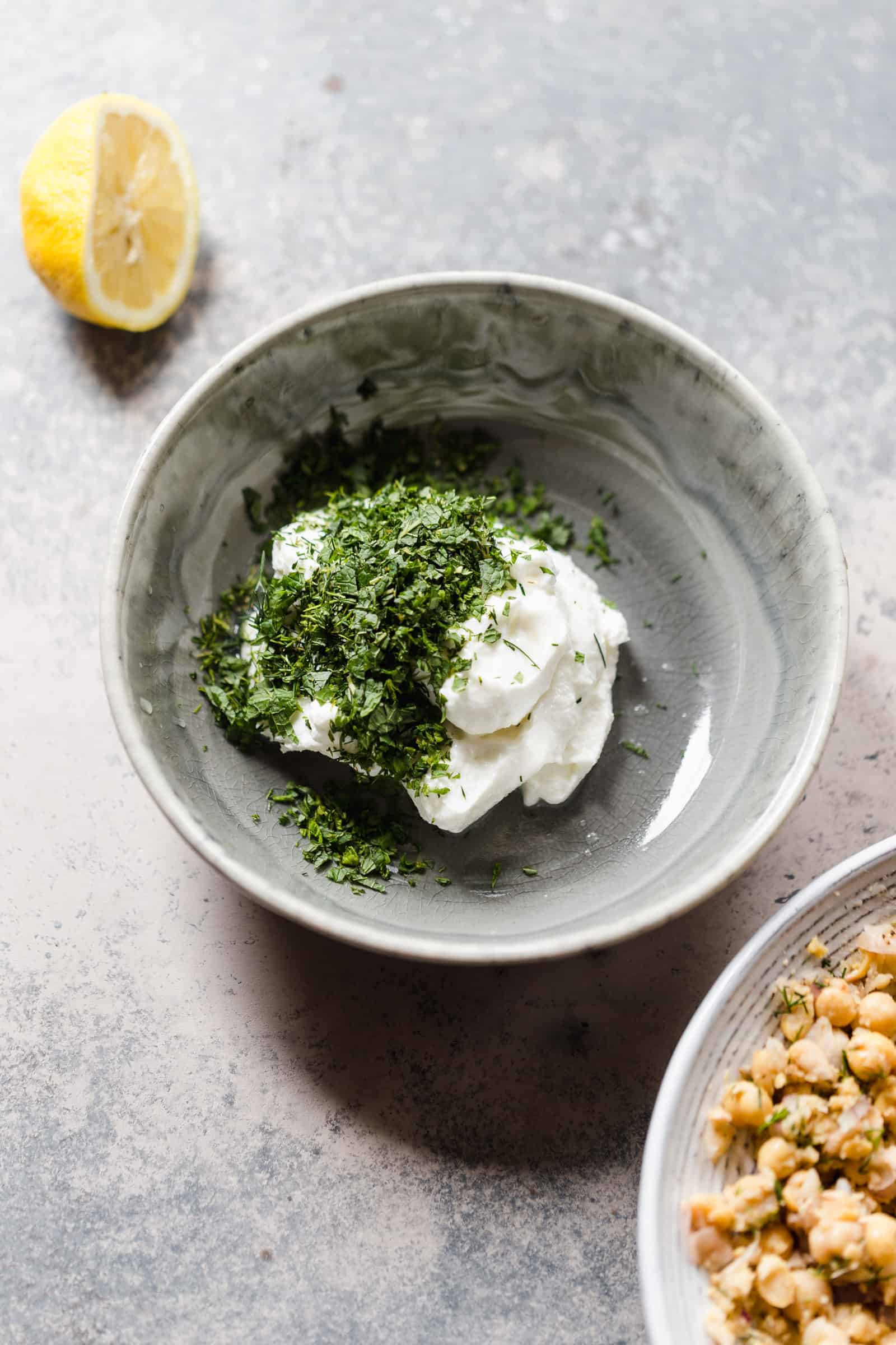 yogurt sauce for deconstructed falafel sandwich