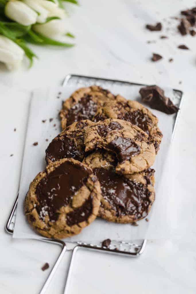 Chewy Spelt Dark Chocolate Chunk Cookies