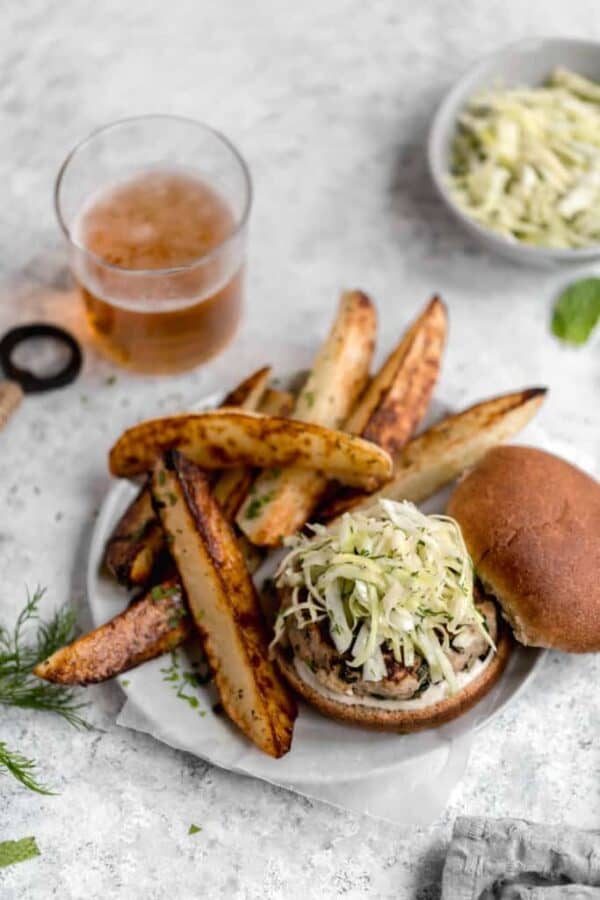 Turkey Feta Burgers with Apple Cabbage Slaw Well Seasoned Studio