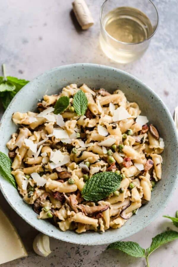 Weeknight Pasta with Pancetta, Peas, and Mint Well Seasoned Studio