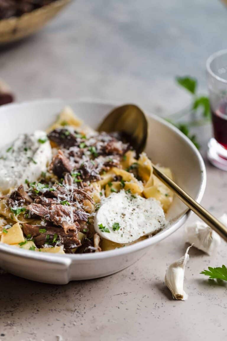 Tender Braised Beef Pappardelle with Creamy Burrata Well Seasoned Studio