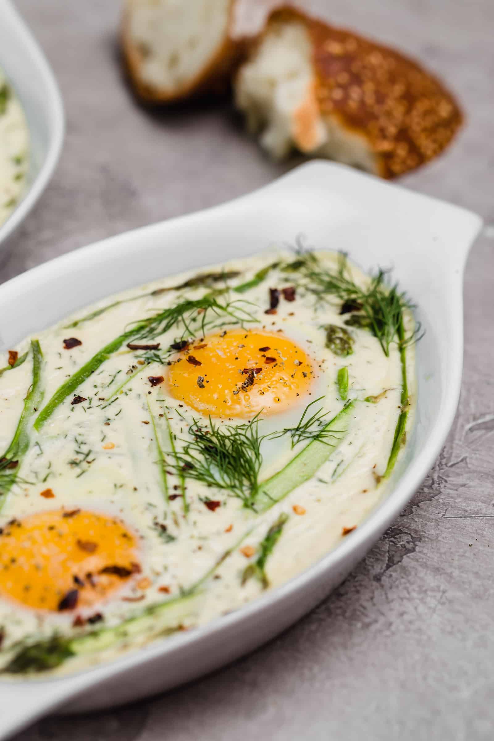 Shirred Eggs with Asparagus (An alegant brunch!) Well Seasoned Studio