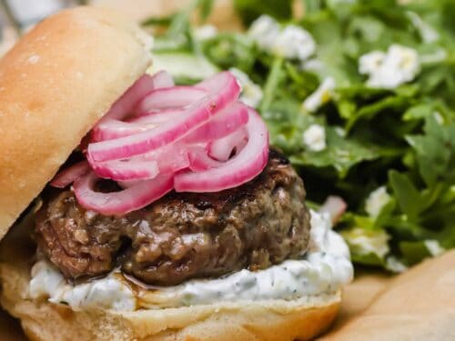 Best Ever Lamb Burgers Recipe With Yogurt Sauce Well Seasoned Studio