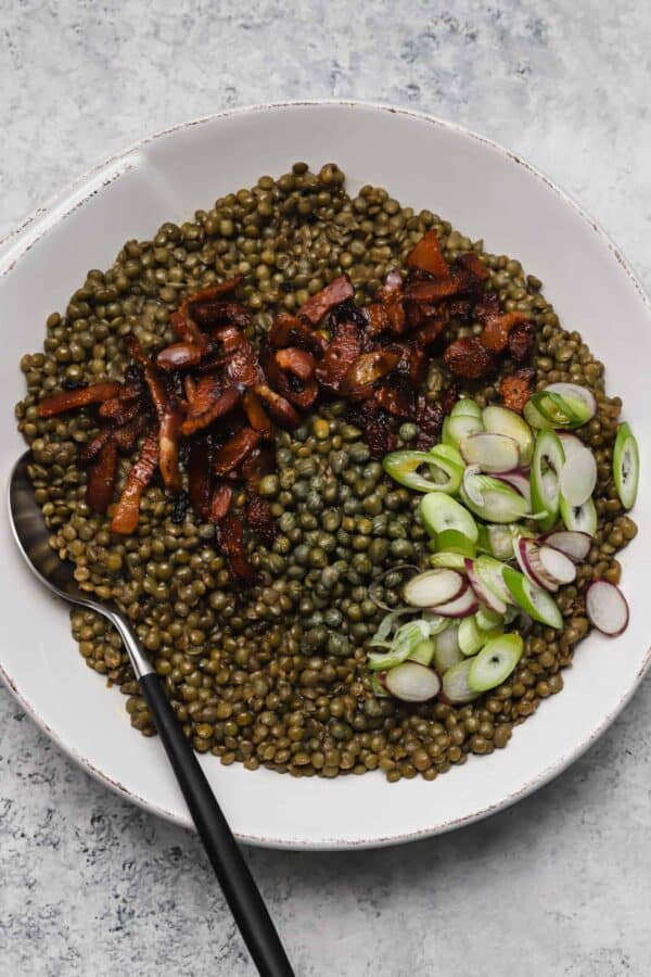 Warm French Lentil Salad with Crispy Bacon Well Seasoned Studio