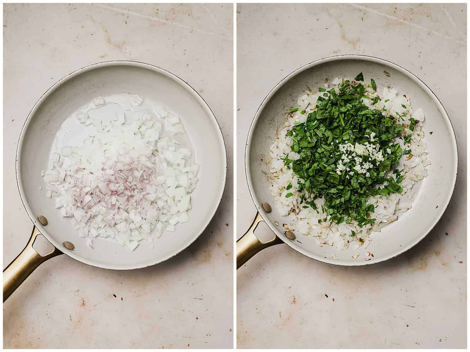 Sautéing onions for asian stuffed peppers