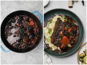 Flanken in a dutch oven then plated over mashed potatoes