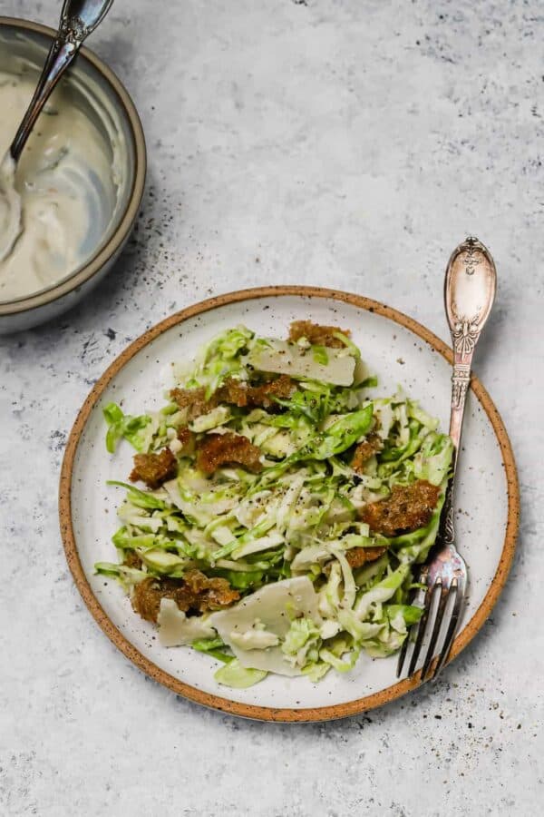 Shredded Brussel Sprouts Caesar Salad Well Seasoned Studio