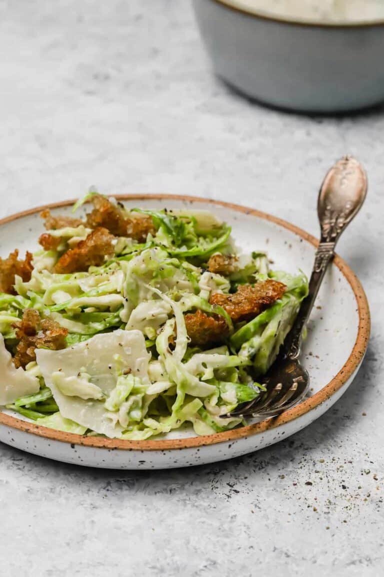 Shredded Brussel Sprouts Caesar Salad Well Seasoned Studio