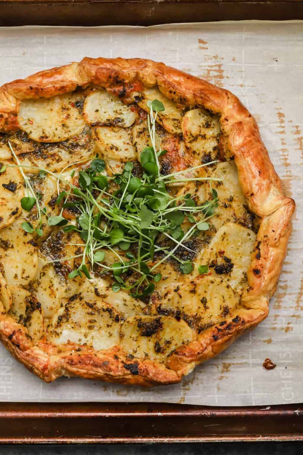 Crunchy, Cheesy Potato Galette with Chermoula Well Seasoned Studio