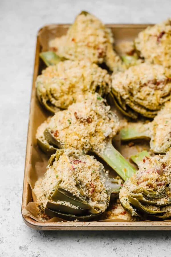 Stuffed Artichokes with Sun Dried Tomatoes & Breadcrumbs Well