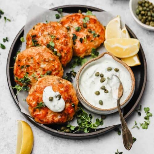Pan Seared Salmon Cakes with Creamy Yogurt Sauce Well Seasoned Studio