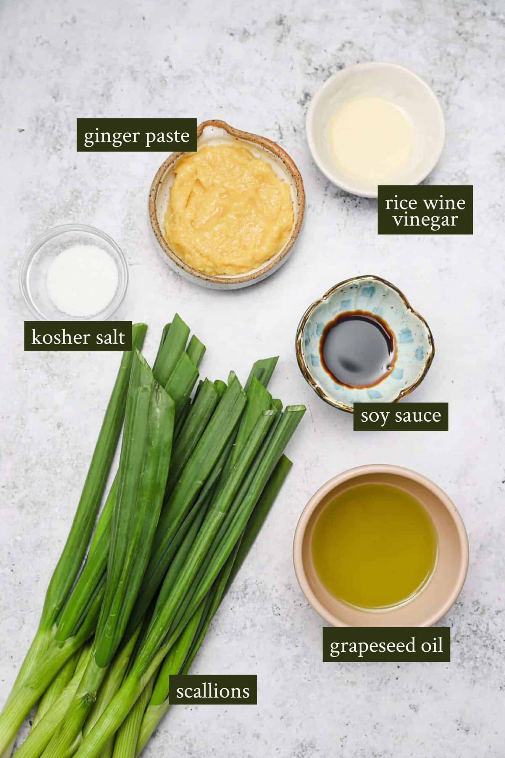 Ingredients for ginger scallion sauce