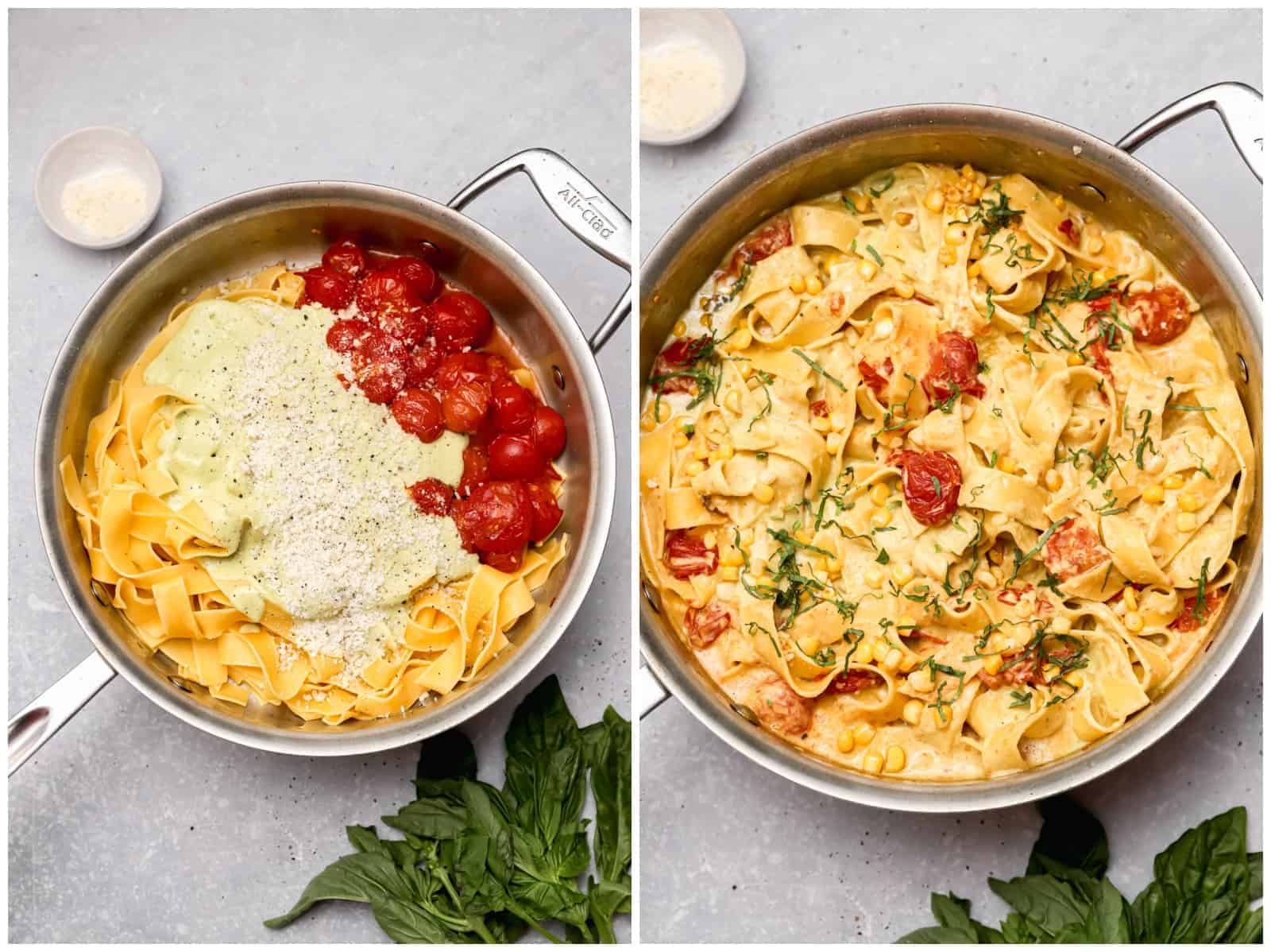 Pappardelle Pasta with Corn & Basil Cream Sauce Well Seasoned Studio