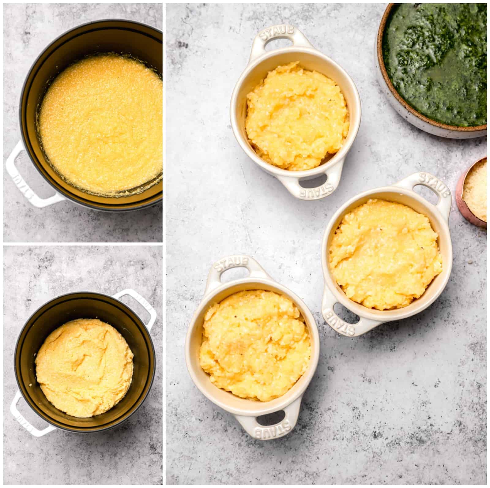 Making parmesan polenta in a cocotte
