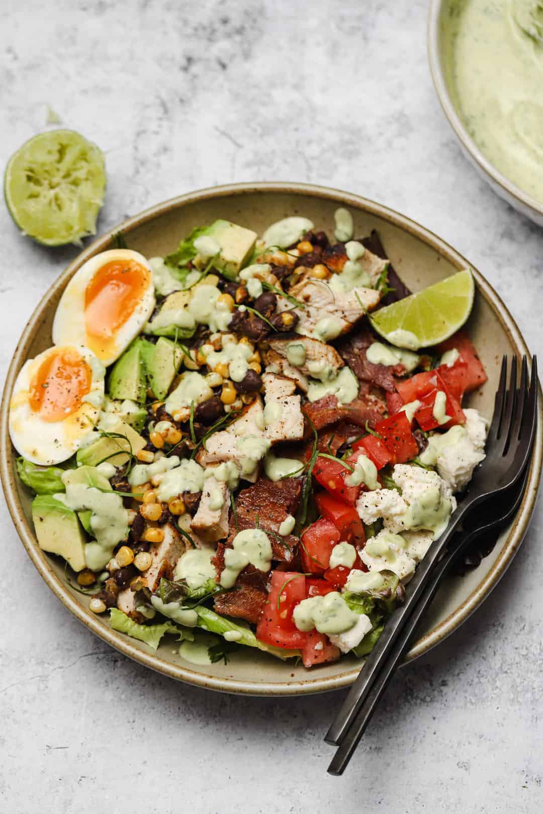 Mexican Cobb Salad with Avocado Ranch Dressing