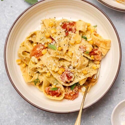 Pappardelle Pasta with Corn & Basil Cream Sauce Well Seasoned Studio