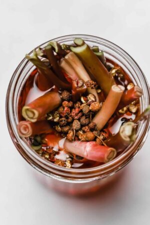 Pickled wild leeks with szechuan peppercorns.