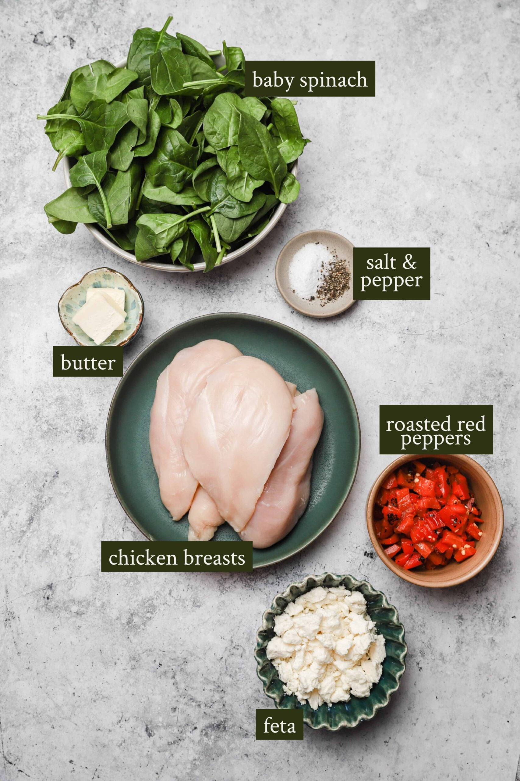 Ingredients for spinach stuffed chicken