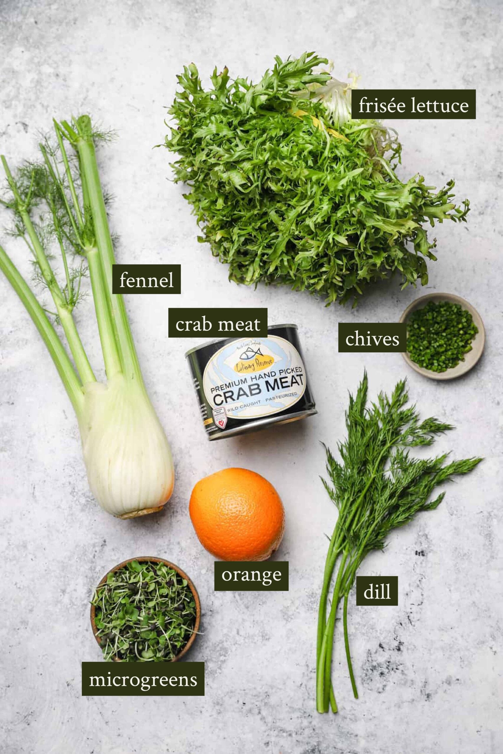 Ingredients for crab salad