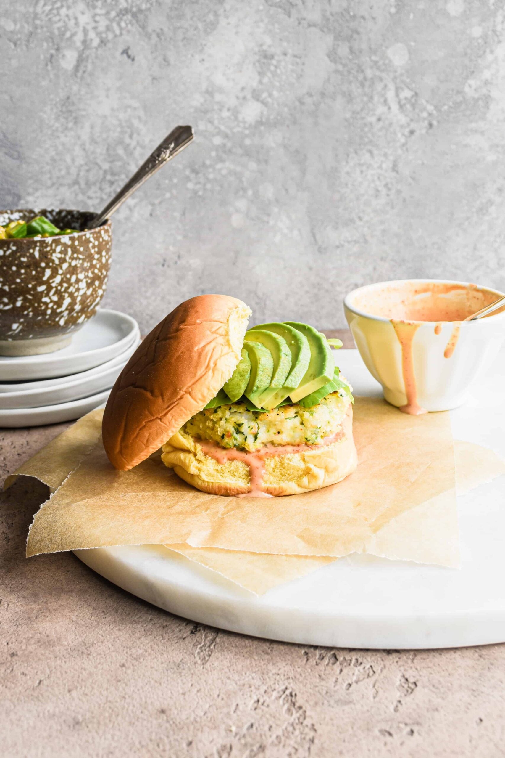 Ginger-Sesame Shrimp Burgers with Spicy Mayo