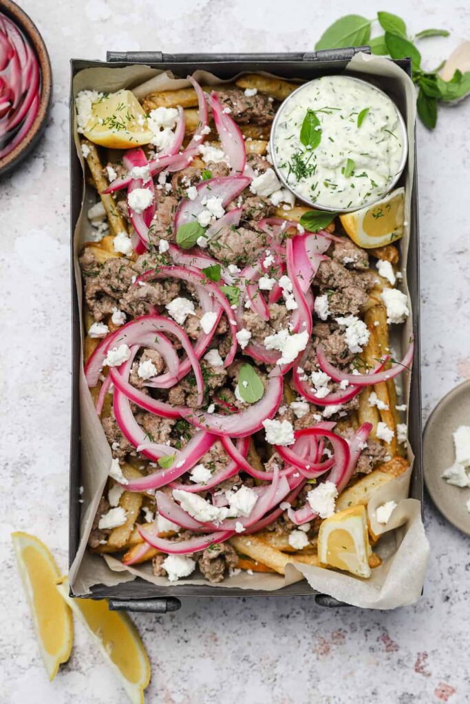 Loaded Greek Fries {With Lamb} Well Seasoned Studio