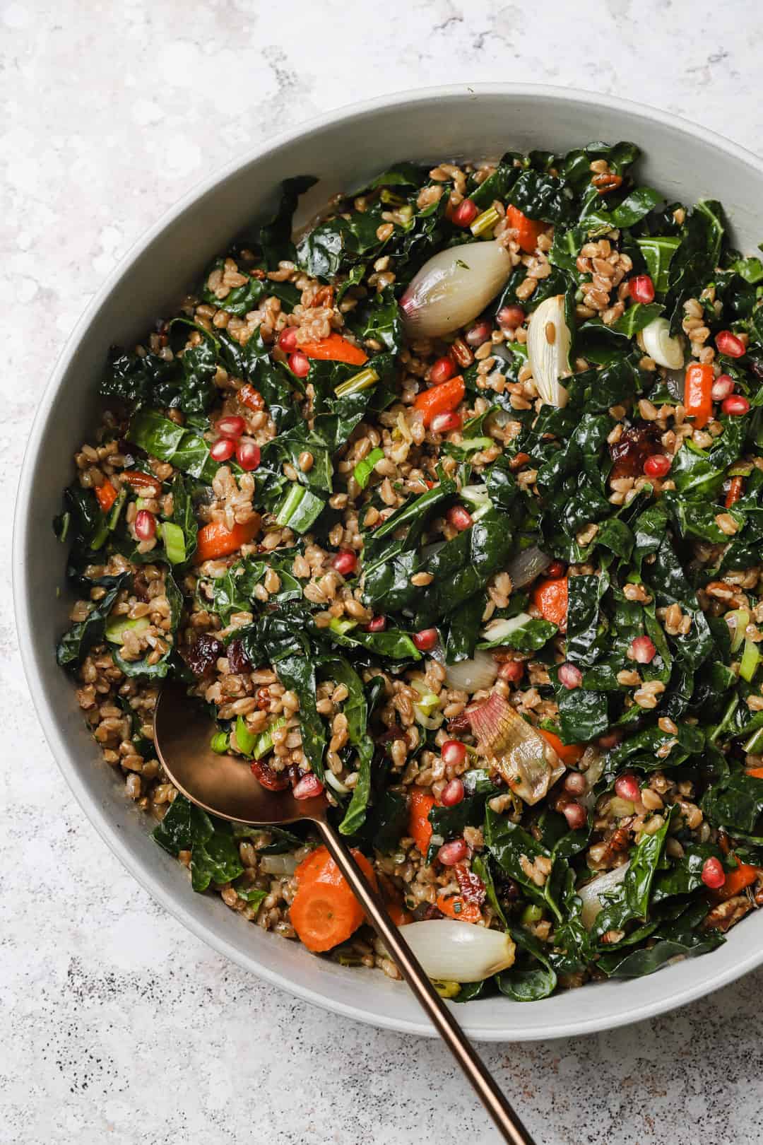 Roasted Veggie Farro Salad with Honey Mustard Vinaigrette