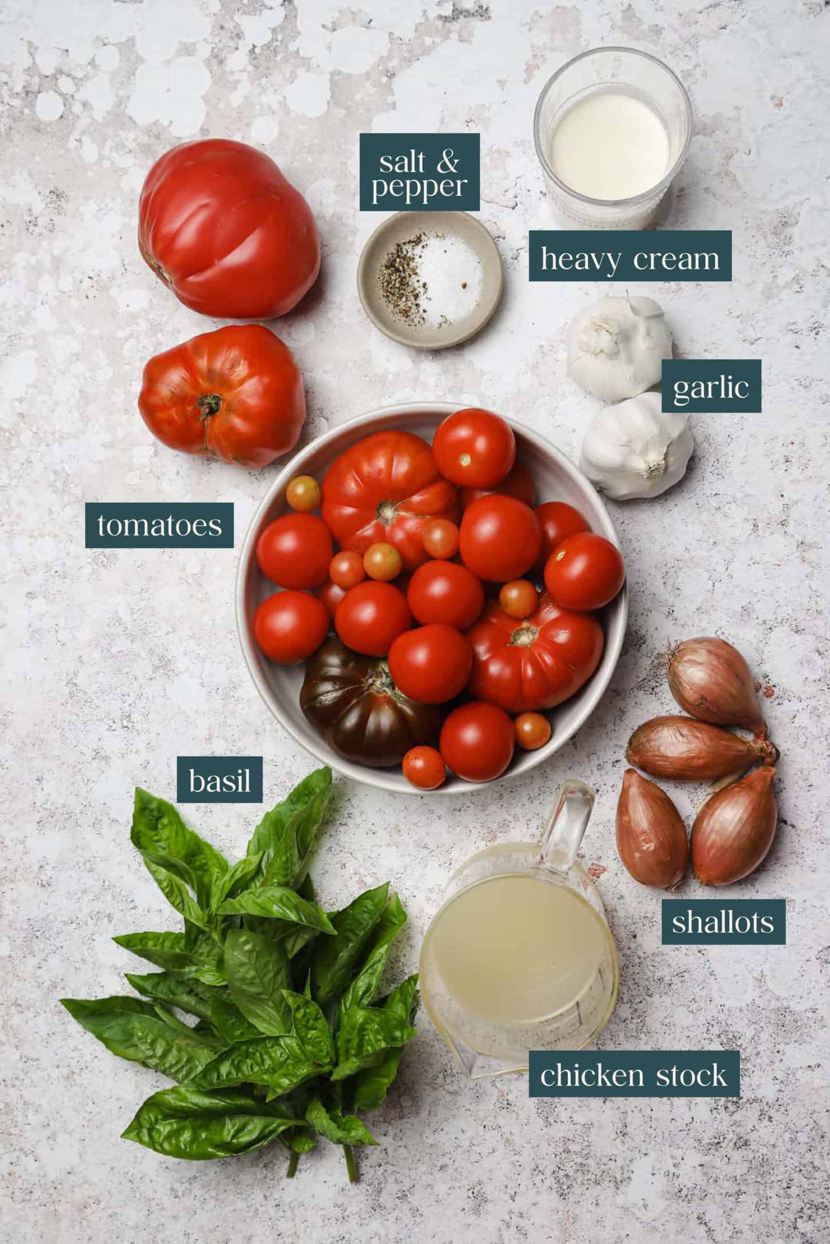Ingredients for roasted tomato soup