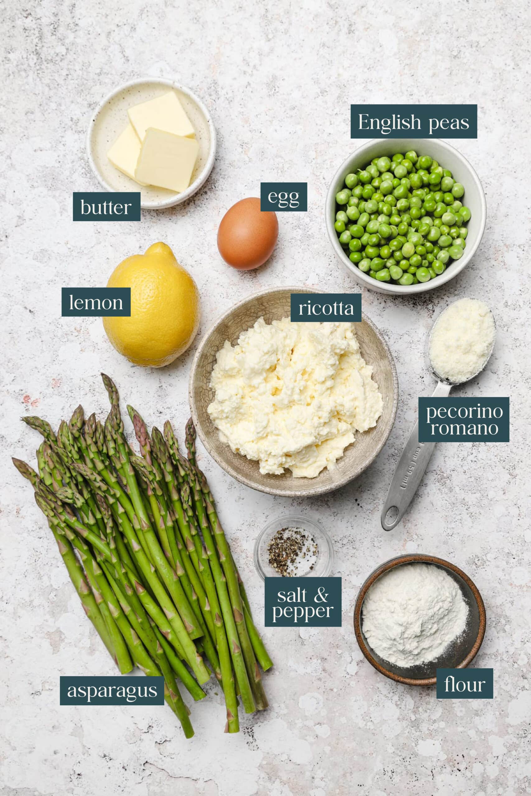 Ingredients for ricotta gnudi