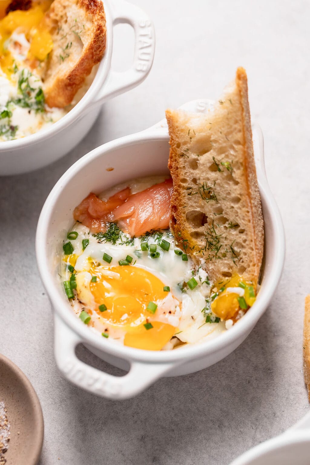 Eggs en Cocotte (Baked Eggs with Smoked Salmon) Well Seasoned Studio