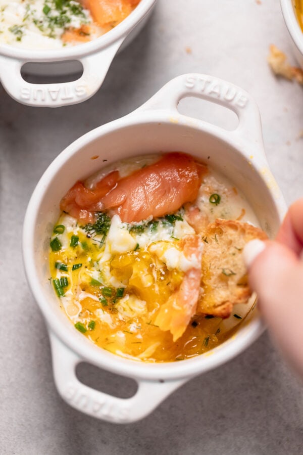 Eggs en Cocotte (Baked Eggs with Smoked Salmon) Well Seasoned Studio