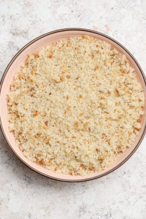 Fresh breadcrumbs in a bowl.