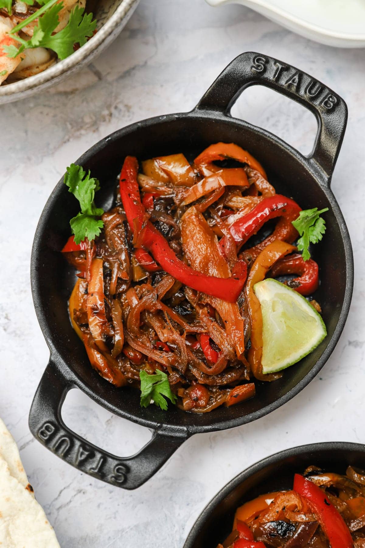 Restaurant-Style Fajita Veggies in a Cast-Iron Skillet