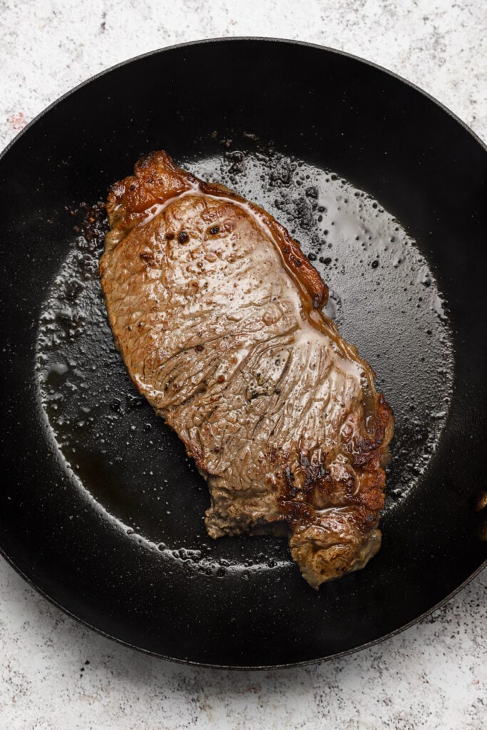 Pan Seared NY Strip Steak with Salsa Verde Well Seasoned Studio