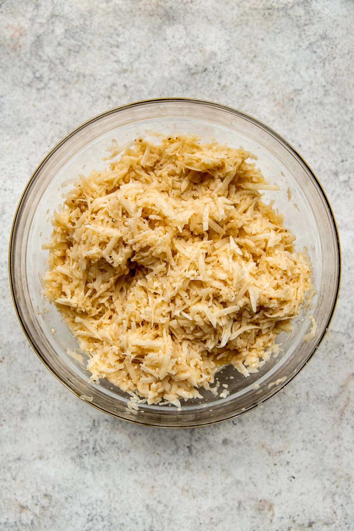 Potato latke mixture before frying.