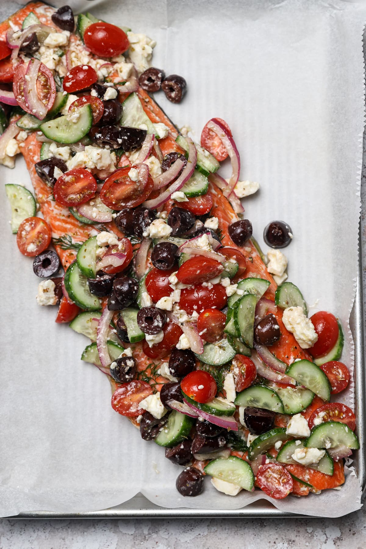 Oven-Baked Greek Salmon with Horiatiki Salad