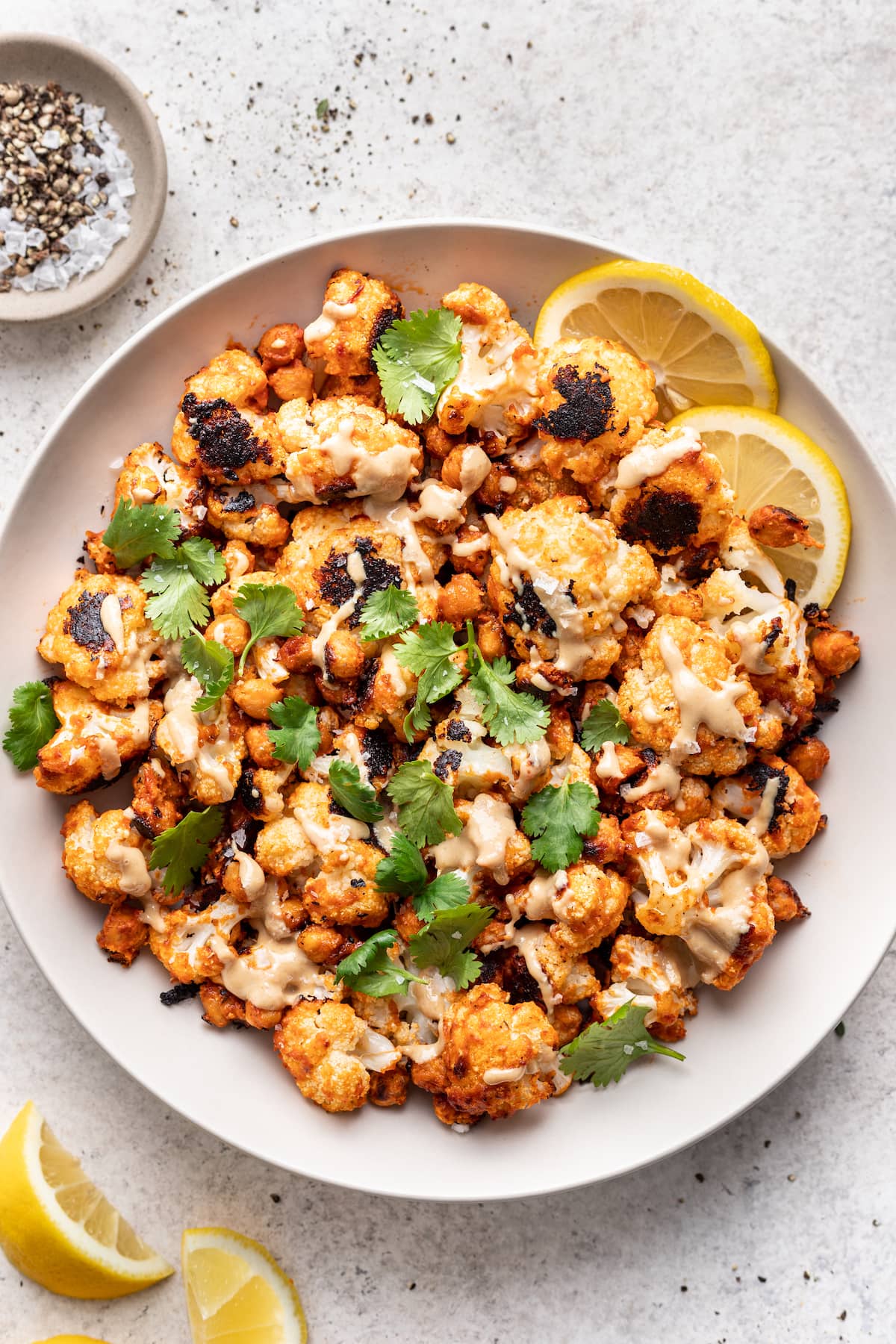 Roasted Cauliflower Salad with Chickpeas & Tahini