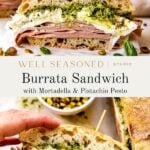 Burrata Sandwich pinterest graphic.