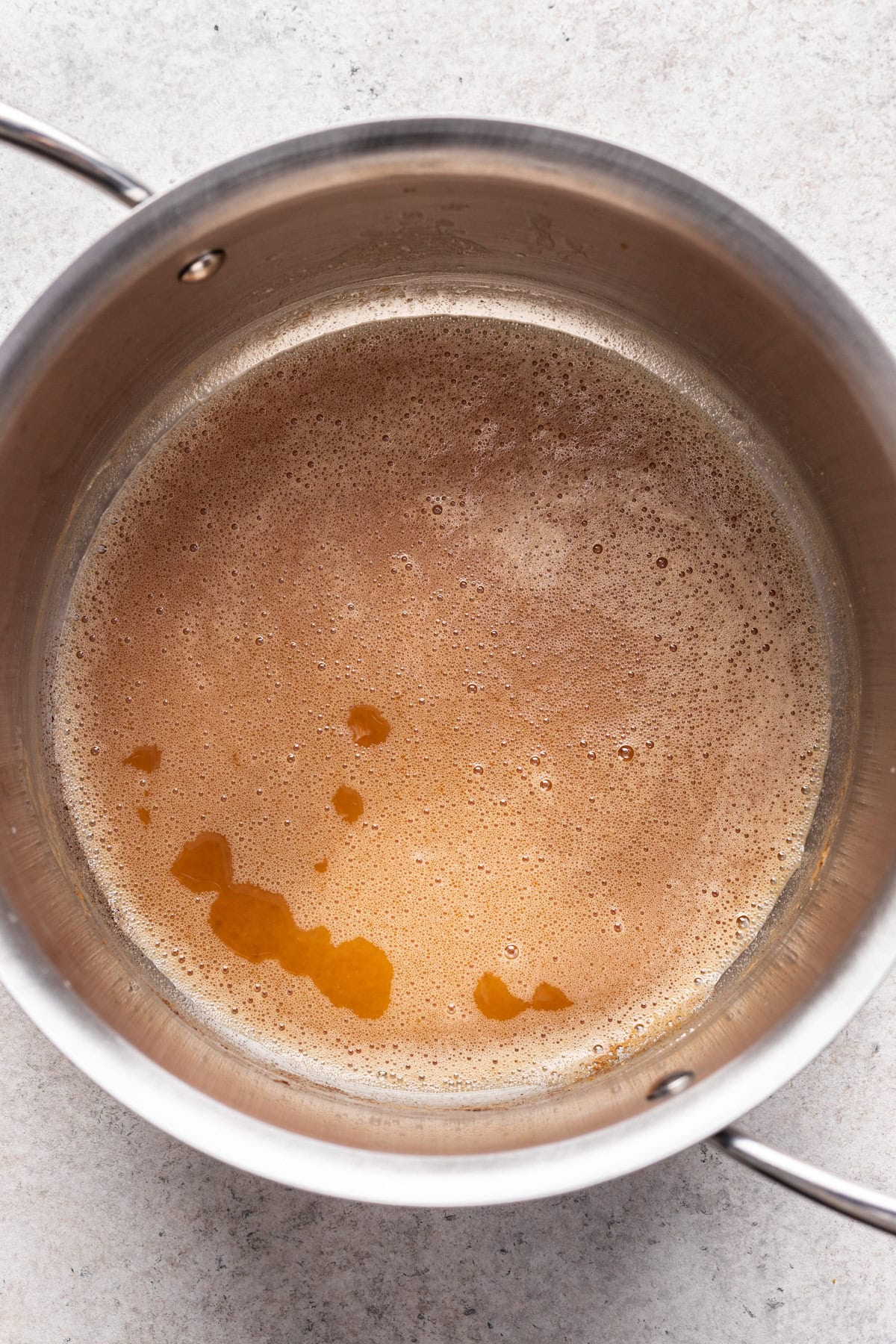 Browned butter in a pan.