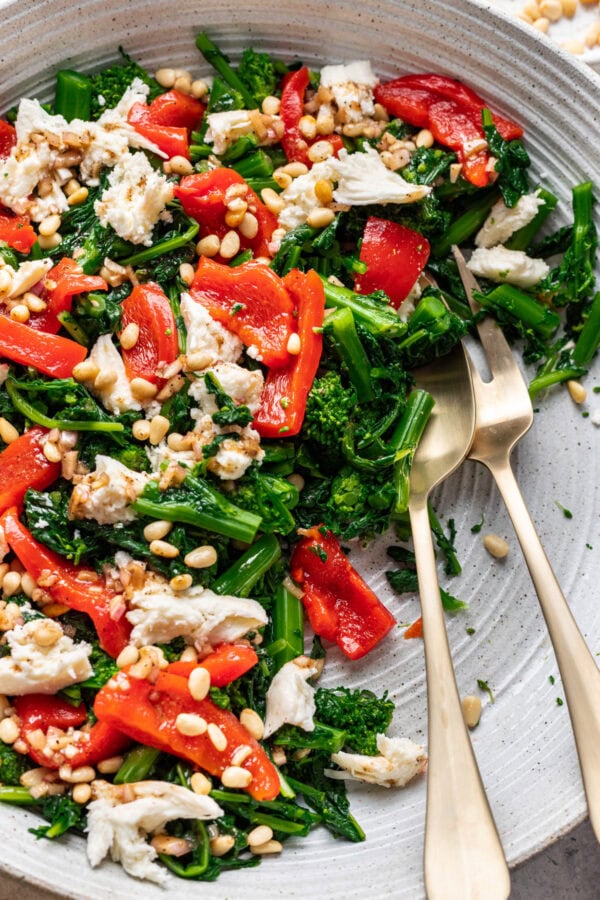 Make-Ahead Broccoli Rabe Salad with Mozzarella - Well Seasoned Studio