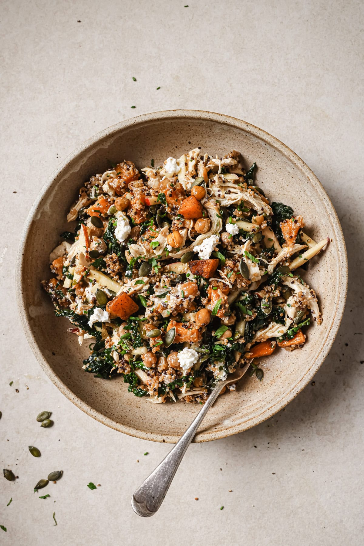 Warm Harvest Grain Bowl with Chicken, Squash, and Honey Mustard