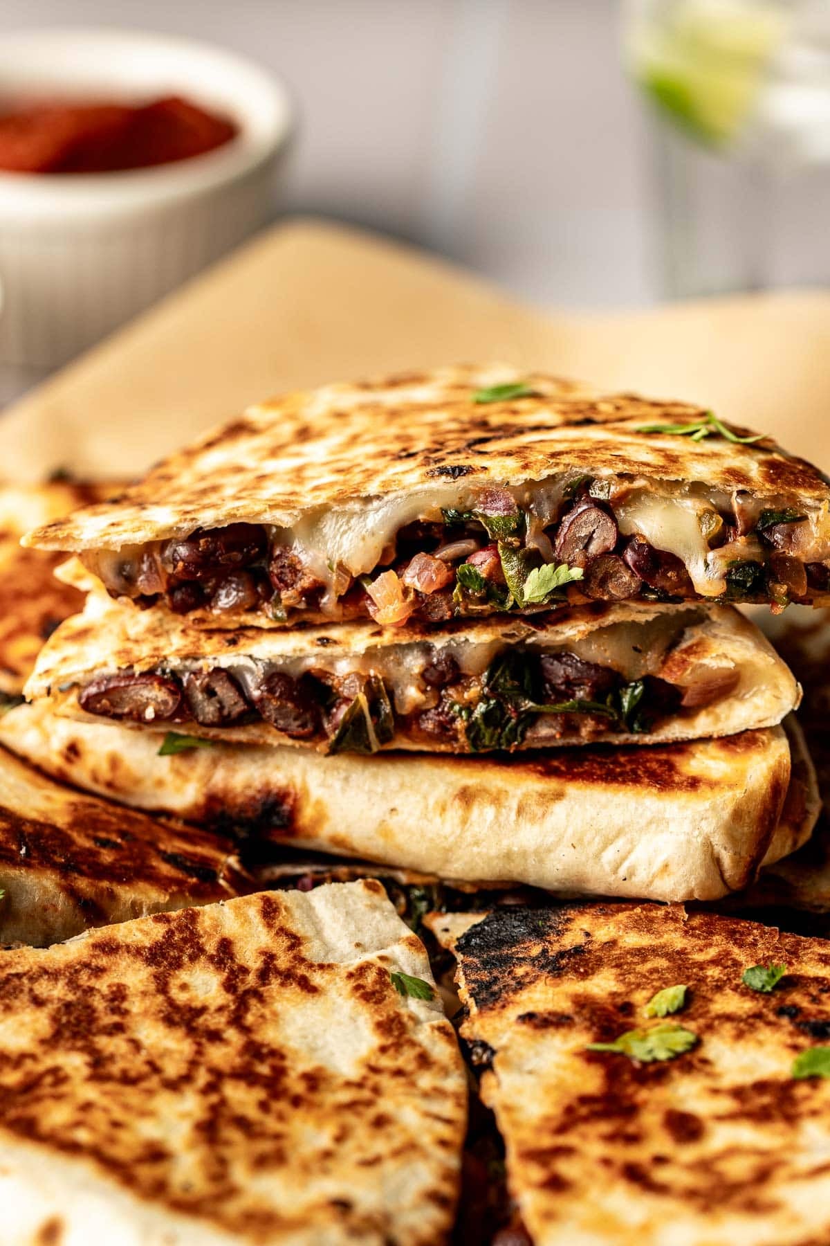 Spicy Black Bean & Swiss Chard Quesadillas