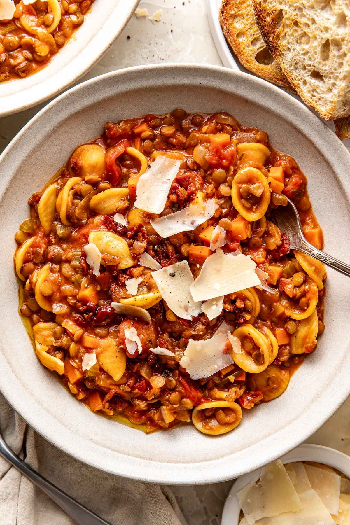 Italian Lentil Stew with Pancetta & Pasta