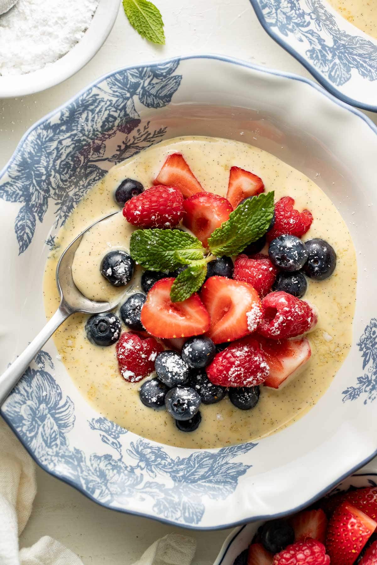 Silky Smooth Vanilla Bean Crème Anglaise with Fresh Berries
